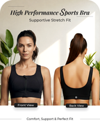 high impact zip front sports bra for heavy breast support