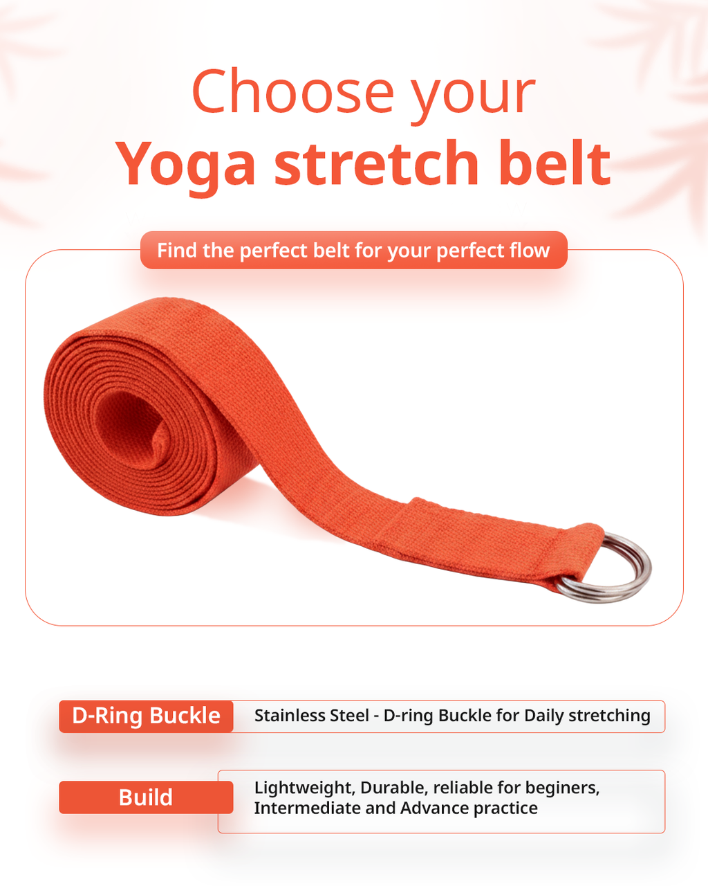 Yoga Deep Stretch Belt - Orange