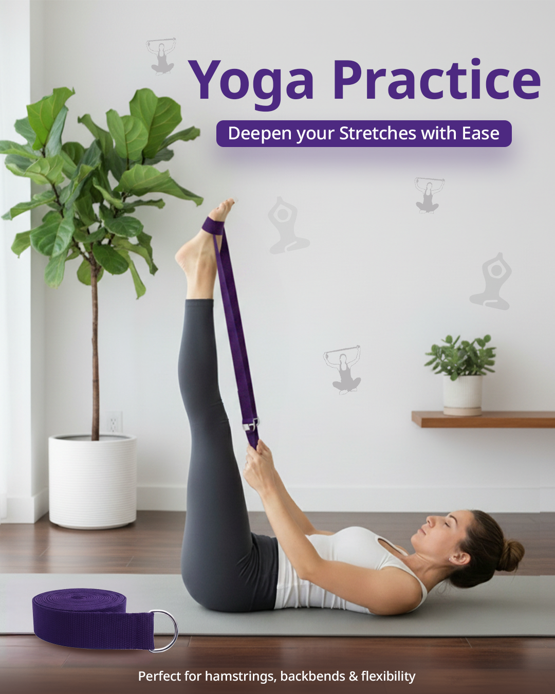 Yoga Deep Stretch Belt - Purple