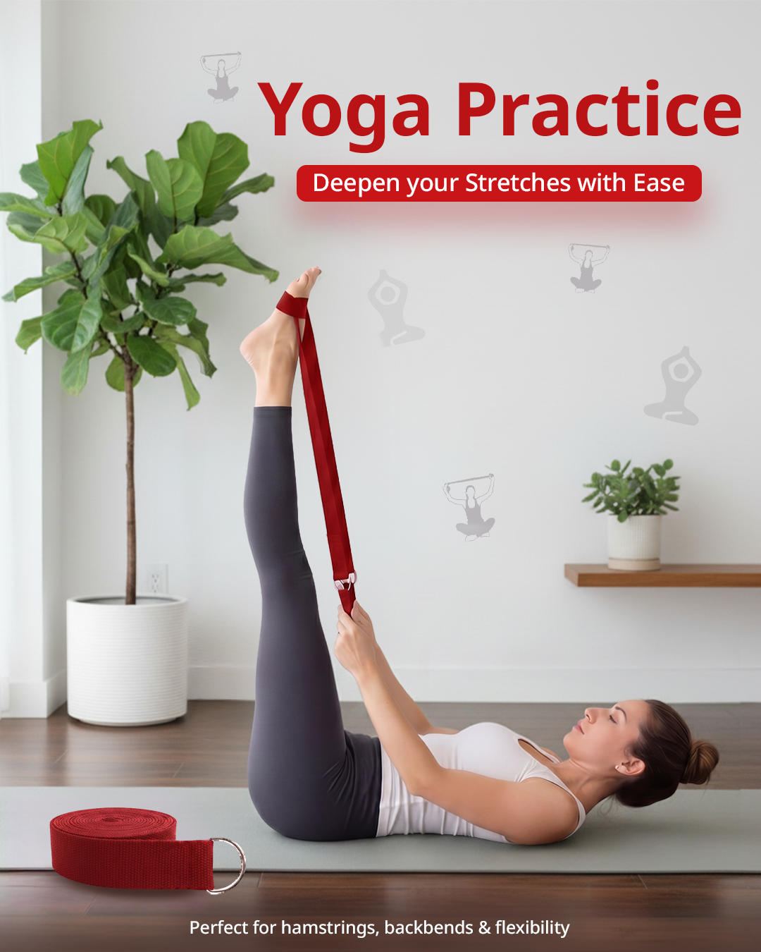 Yoga Deep Stretch Belt - Red