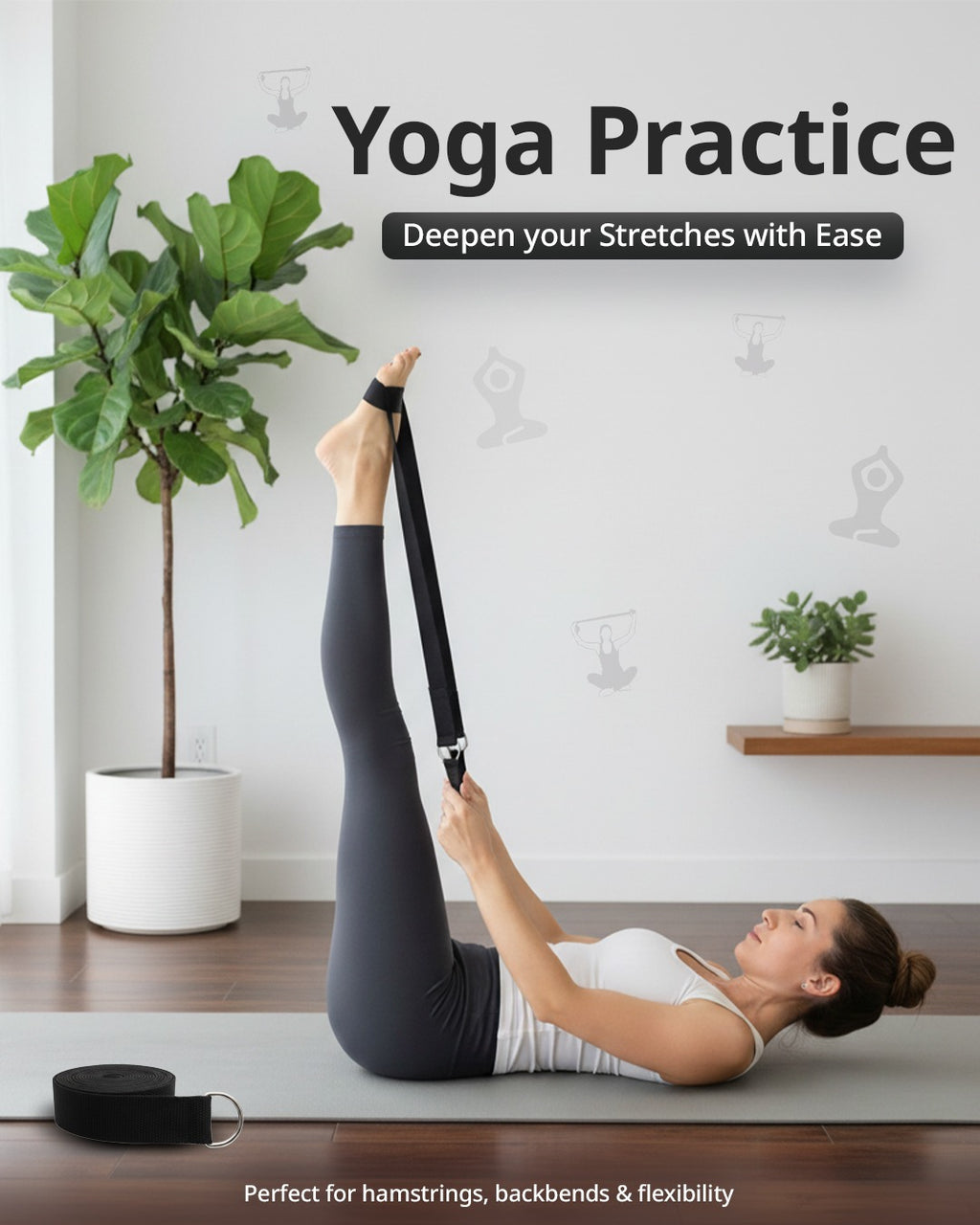 Yoga Deep Stretch Belt - Black