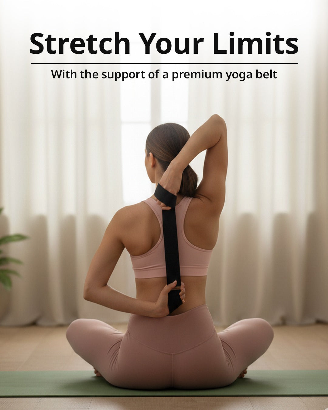 Yoga Deep Stretch Belt - Black