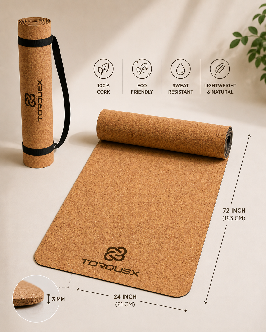 100 % Pure Cork Yoga Mat with Bag | Exercise Mat